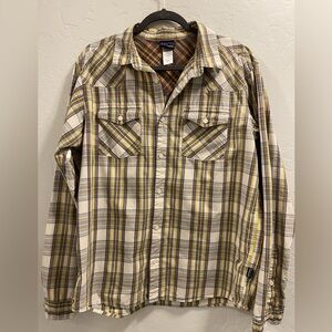 Patagonia Shirt Mens L Plaid Check 100% Organic Cotton Long Sleeve Button Down